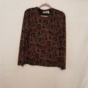 Chico's Design Sparkly Long Sleeved Blouse  Size 2